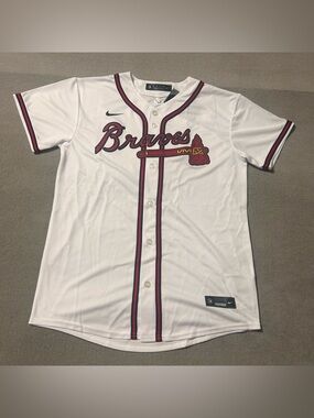 Nike MLB Atlanta Braves Baseball Home Jersey - Youth Kids L (14/16) *NEW*